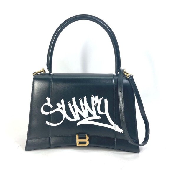 BALENCIAGA 592823 Crossbody Hour glass SUNNY logo 2WAY Shoulder Bag Hand Bag - Picture 1 of 11
